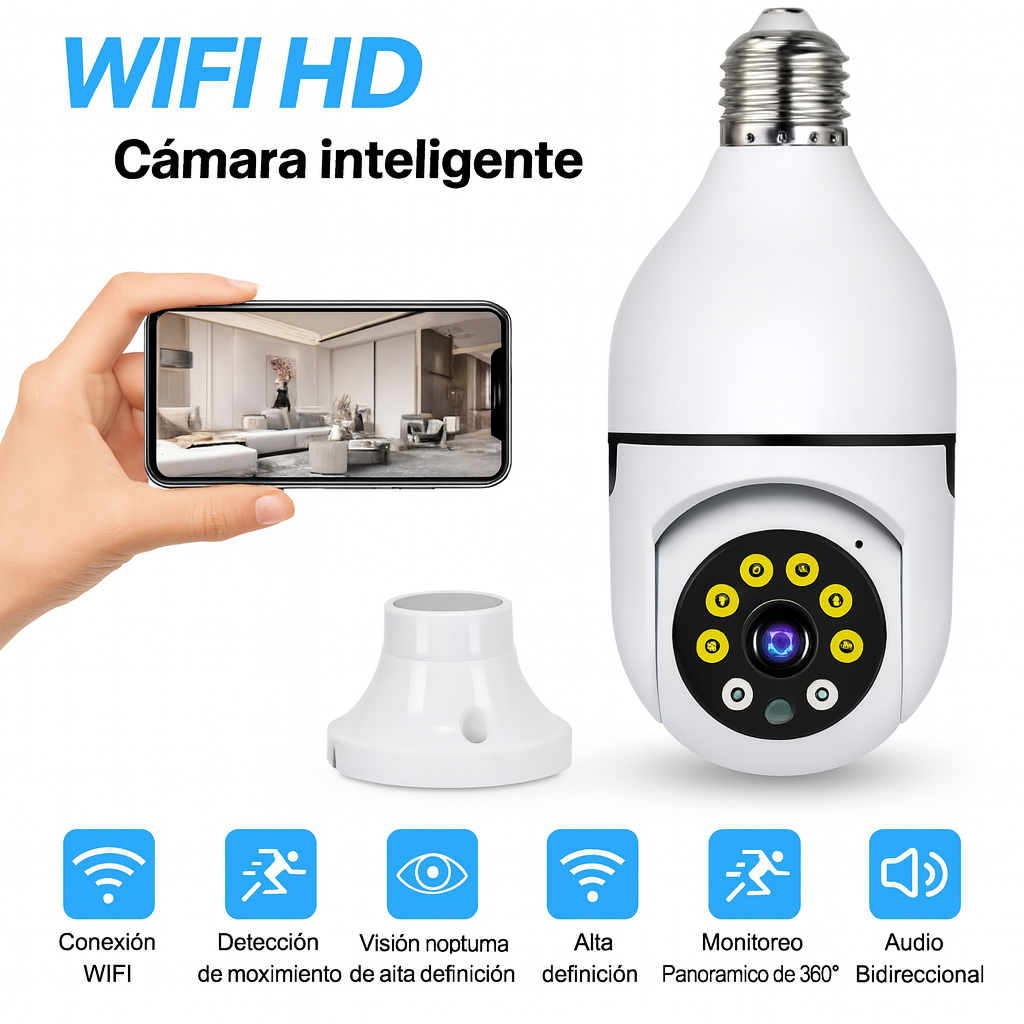 Foco Cámara de Seguridad HD Panorámica