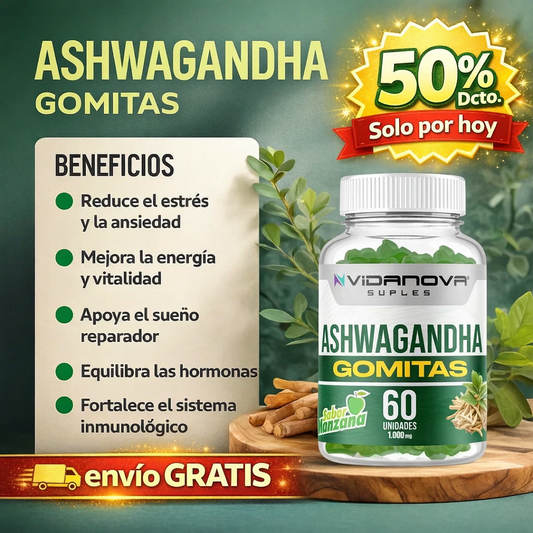 Ashwagandha Vidanova® - Alivia Estrés y Ansiedad 60 Gomitas