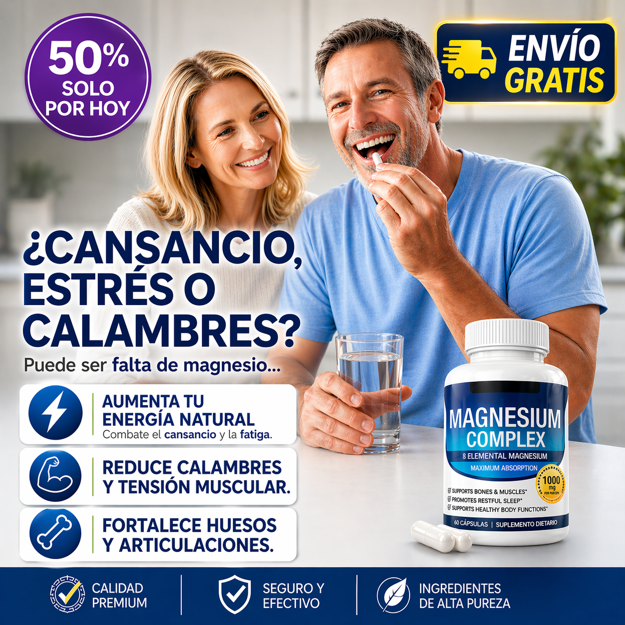 Magnesio Complex Toplux® 8 tipos de Magnesio para máximo beneficio 60 Caps.