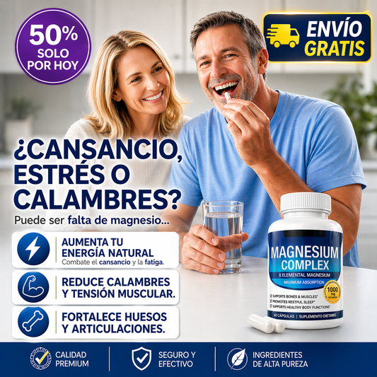 Magnesio Complex Toplux® 8 tipos de Magnesio para máximo beneficio 60 Caps.