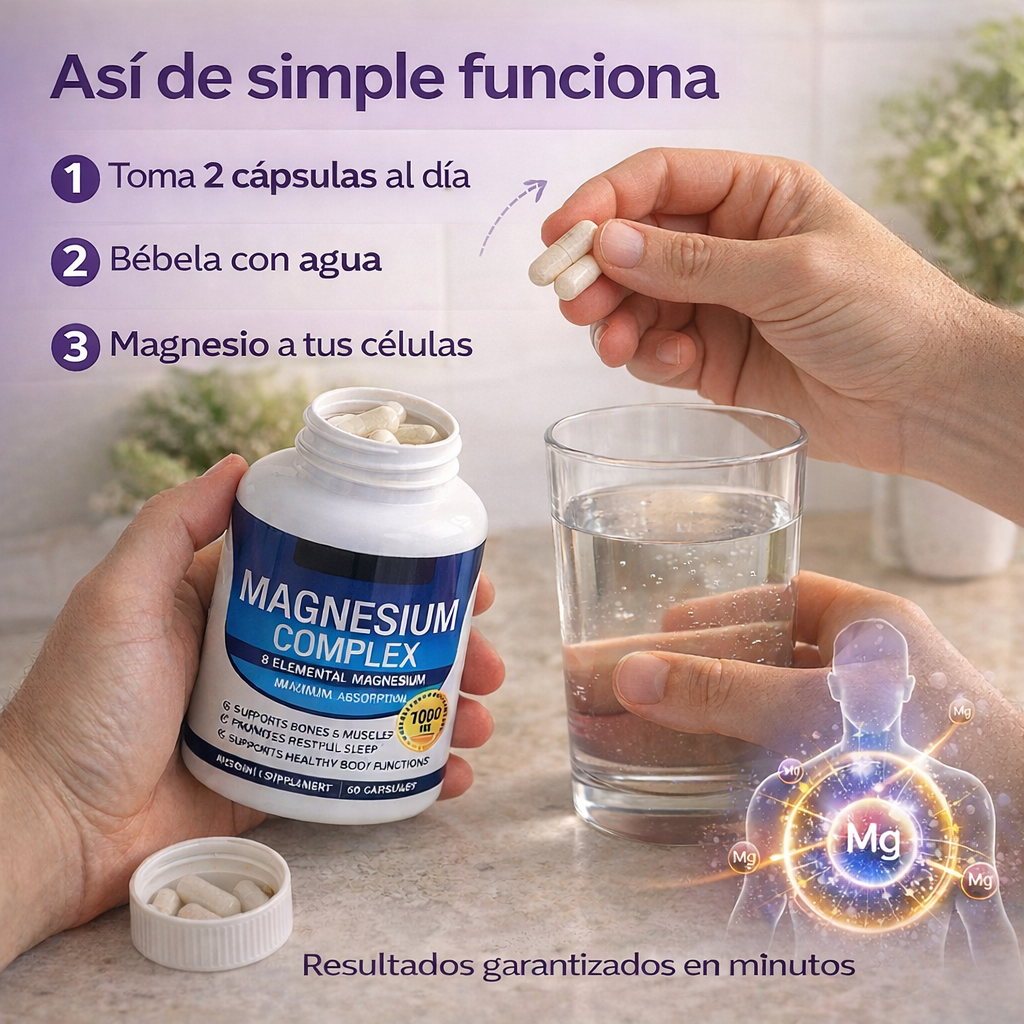 Magnesio Complex Toplux® 8 tipos de Magnesio para máximo beneficio 60 Caps.